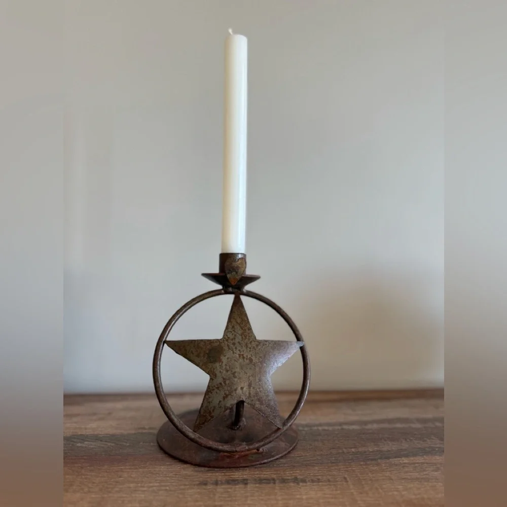 Rustic Handmade Star and Heart Candle‎ Holder